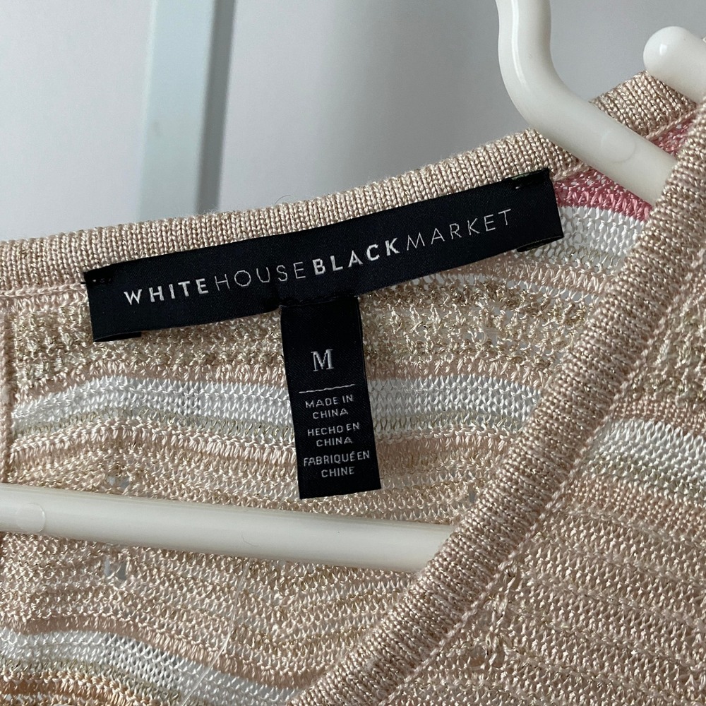 WHBM Dainty Coastal Beachy Relaxed Tank Top M Pink Gold - Picture 4 of 7